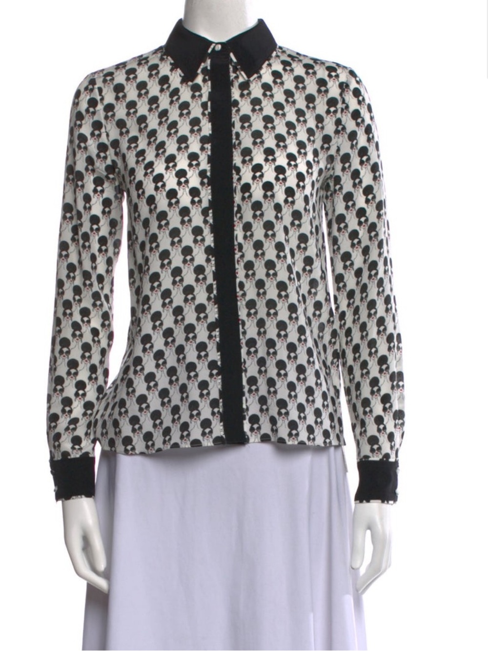 Alice + Olivia Stacey Face Silk Button-Front Blouse